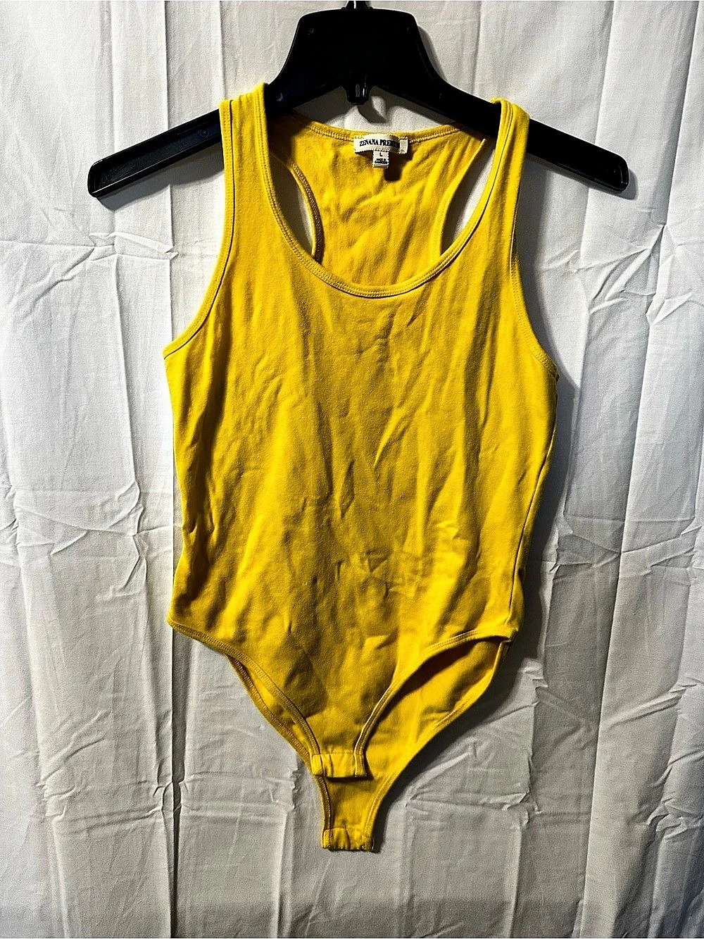 Zenana Premium Racerback Tank Bodysuit Yellow Large